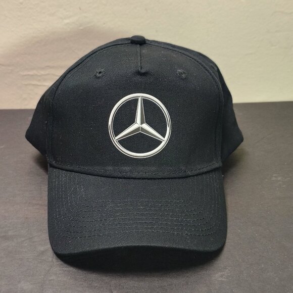 Mercedes Benz Hat Cap Strap Back Black Emblem Logo Auto Adjustable Panel Mens - Picture 9 of 12